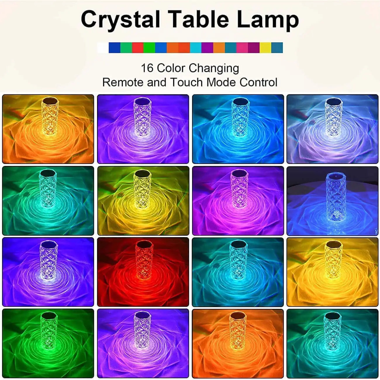 Lámpara LED de cristal de 16 colores