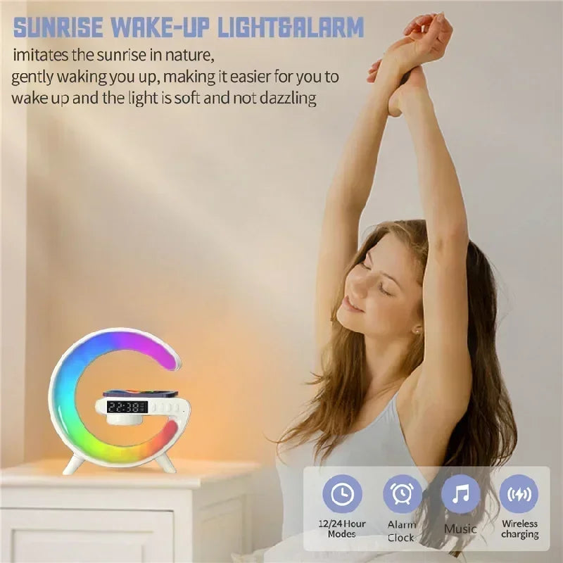 G Shaped Night Light Wireless Charging Speaker