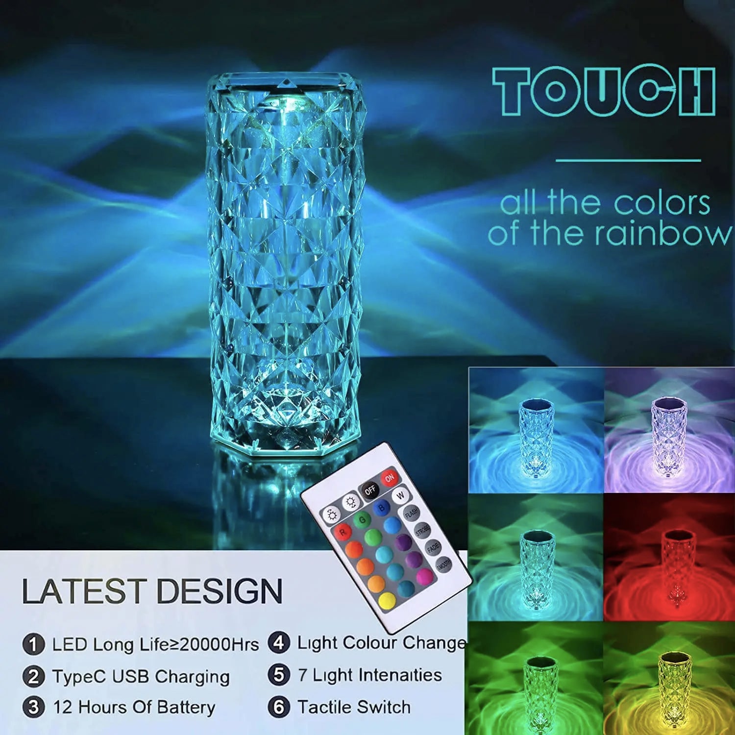 16 Colors LED Crystal Lamp